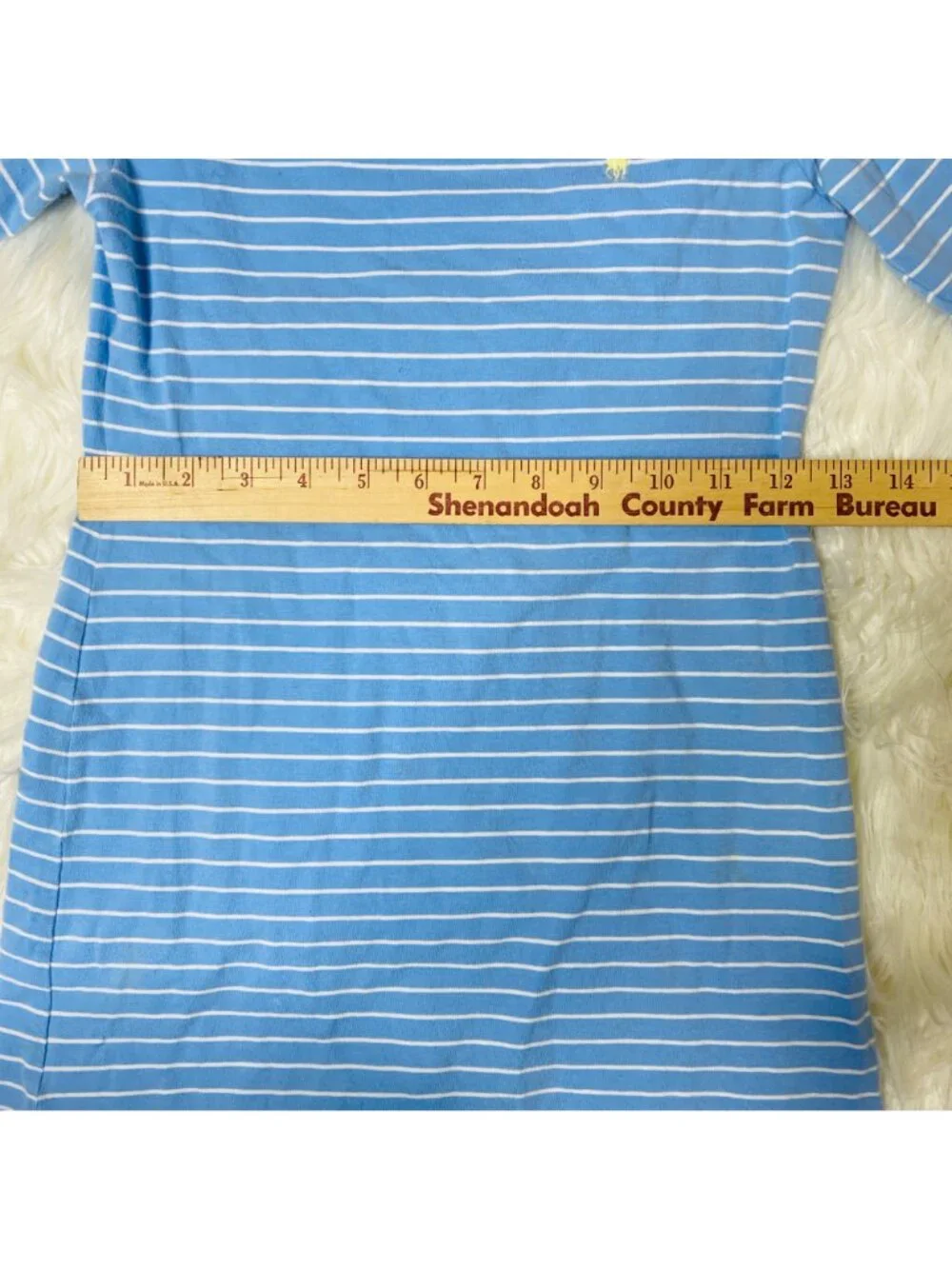 Ralph Lauren Dress Girls 8/10 Blue Striped Long‎ Sleev